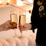 Birth Flower Champagne Flutes - Engraved Floral Champagne Glass - Dustandthings.com