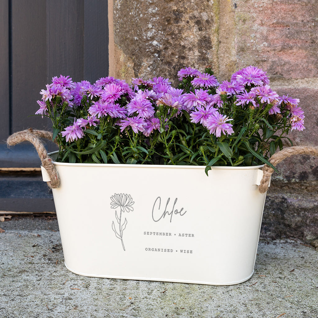 birth flower plant pot Personalised Birth Month / Birth Flower Planter
