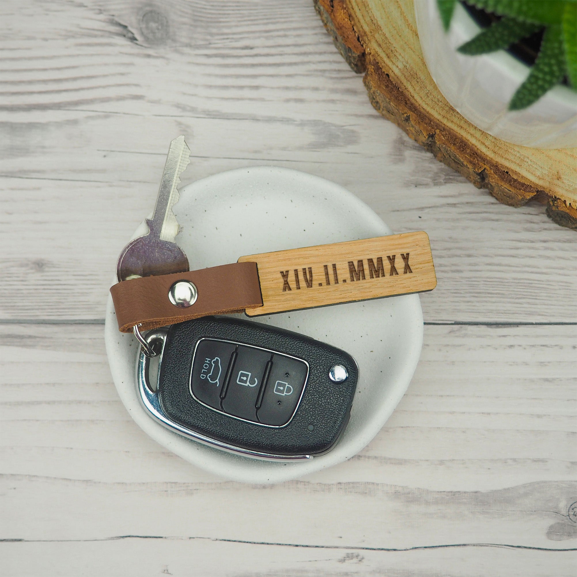 Personalised Wood And Leather Date Key Ring – Dust and Things