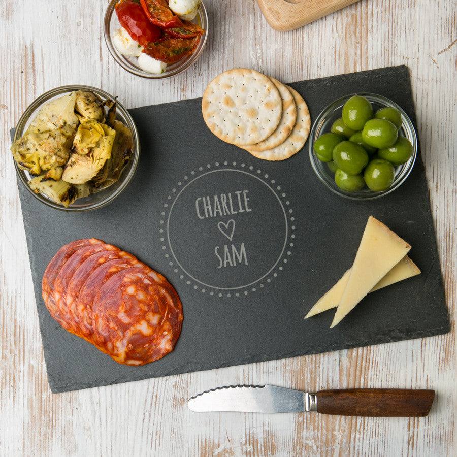 Personalised Couple's Names Slate Chopping Board - Dustandthings.com