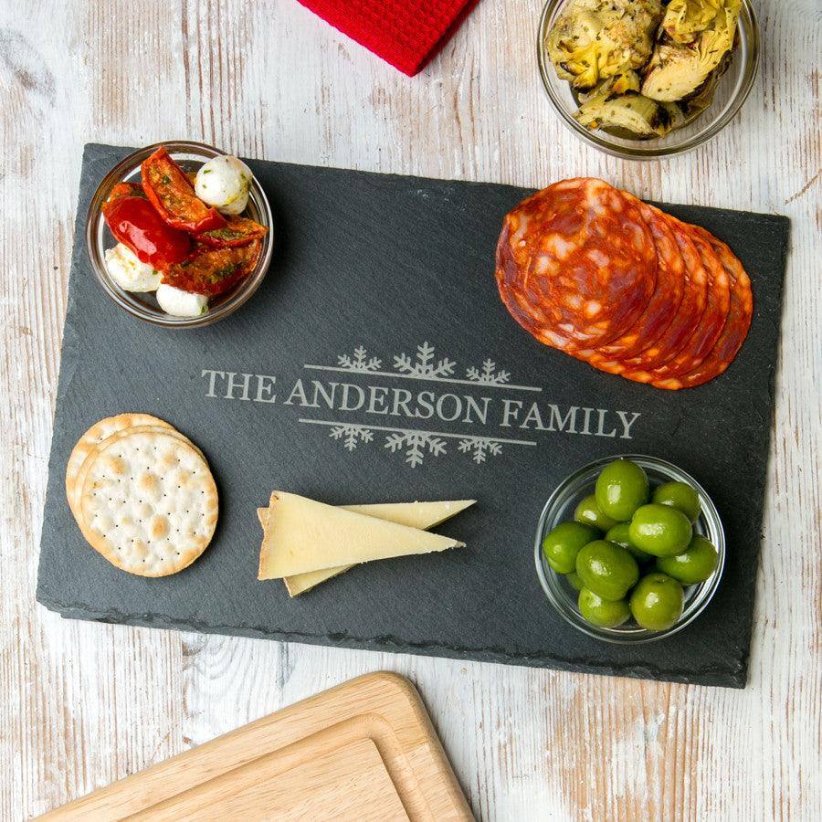 Personalised Snowflake Family Slate Chopping Board - Dustandthings.com