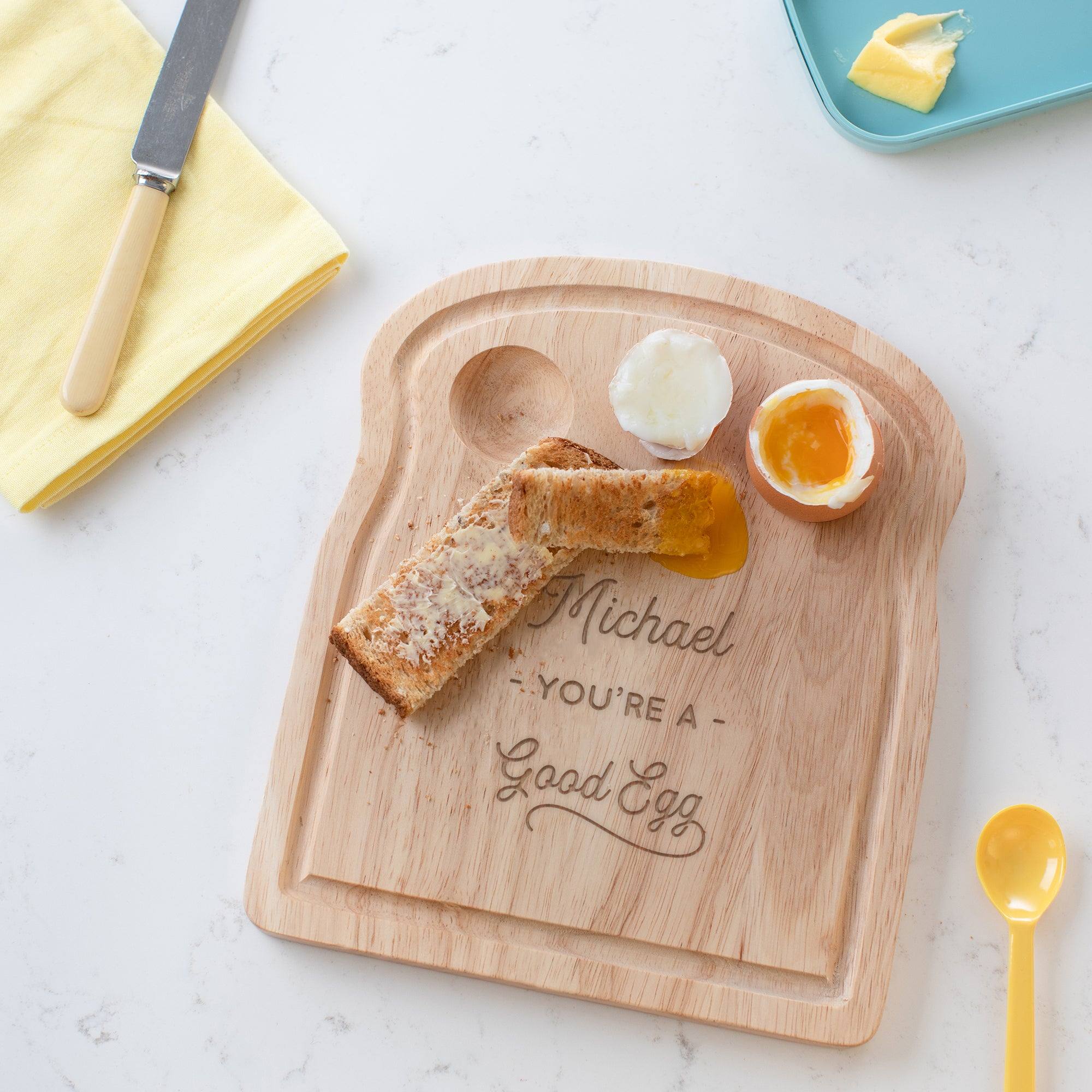 Personalised 'You Are a Good Egg' Egg and Toast Board - Dustandthings.com