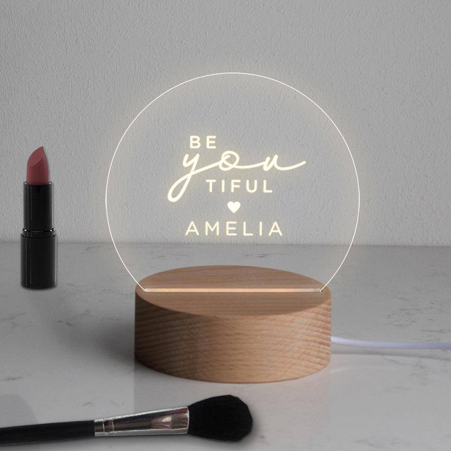 Personalised "be-you-tiful" Mini LED Desk Lamp - Dustandthings.com