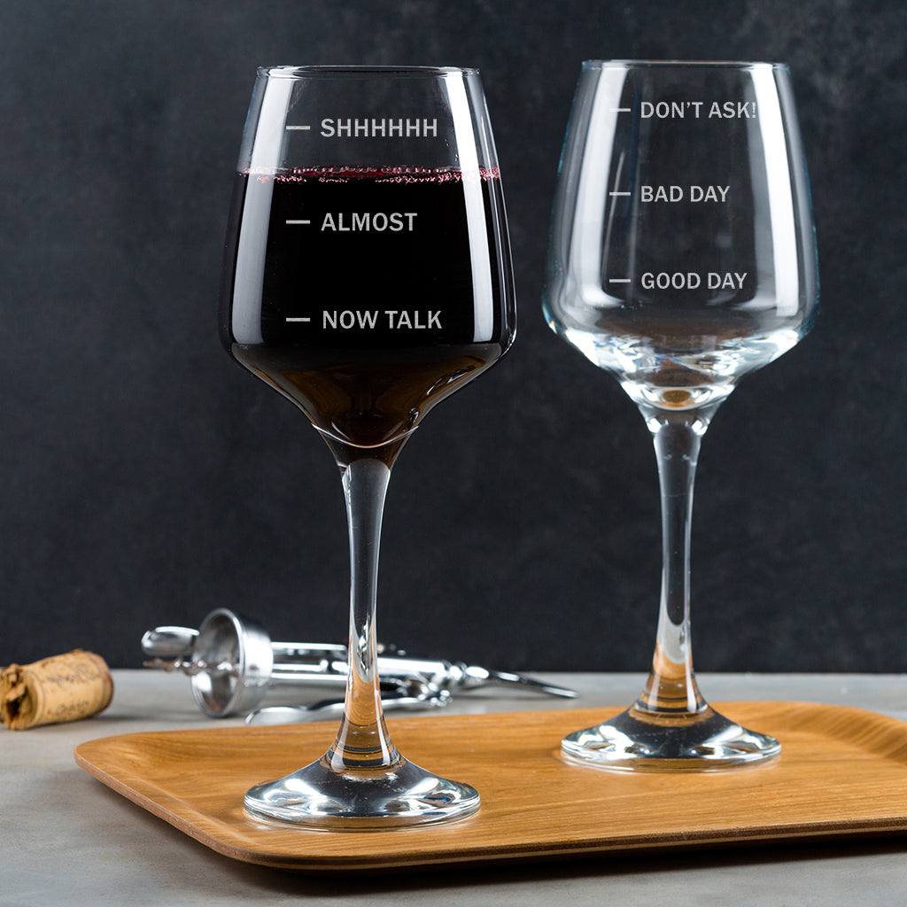 Personalised Wine Glass - With Humorous Measure Lines. - Dustandthings.com