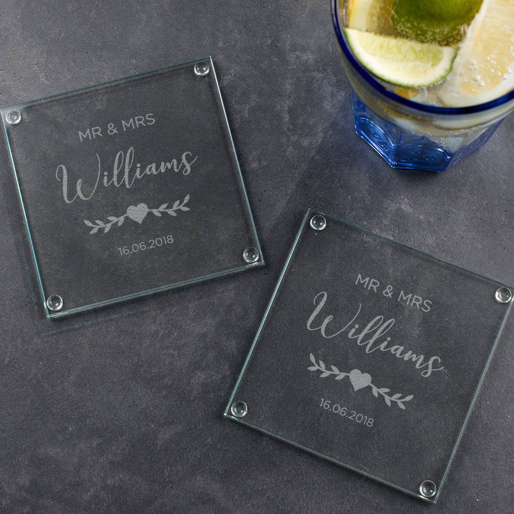 Personalised Glass Wedding Coaster Set - Dustandthings.com