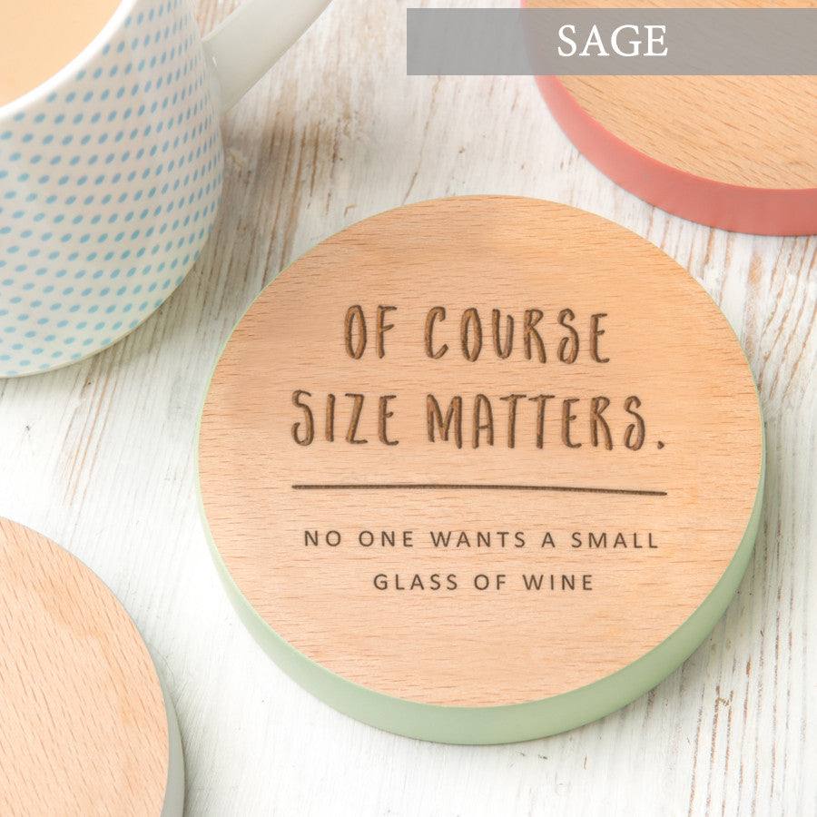 "Size Matter" Funny Wooden Coaster - Dustandthings.com