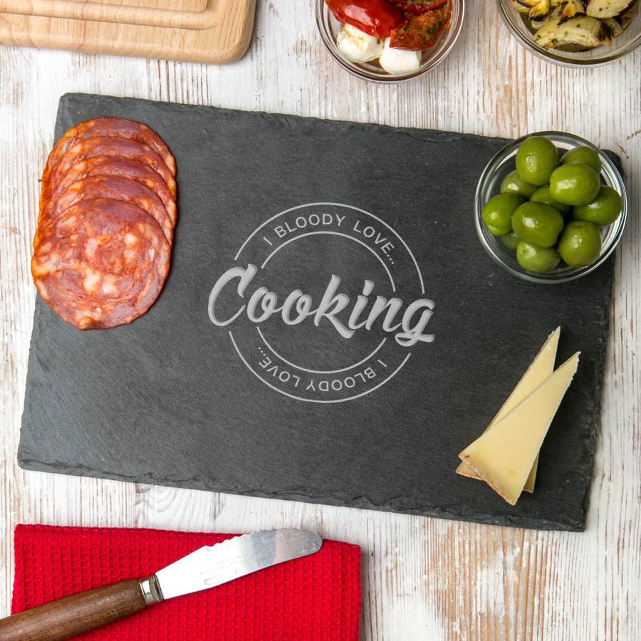 I Bloody Love Cooking Slate Serving Board - Dustandthings.com