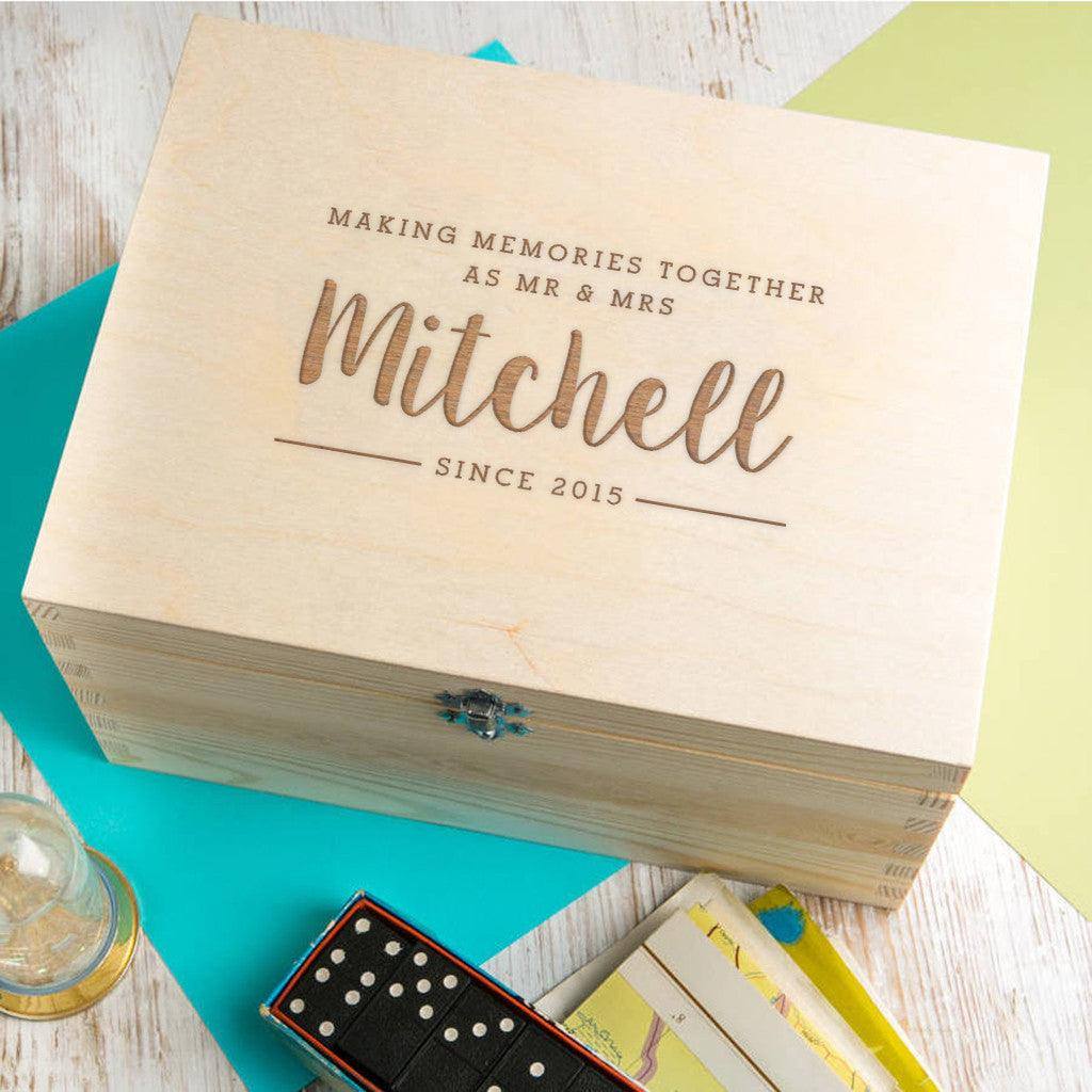 Personalised 'Mr And Mrs' Modern Script Keepsake Box - Dustandthings.com