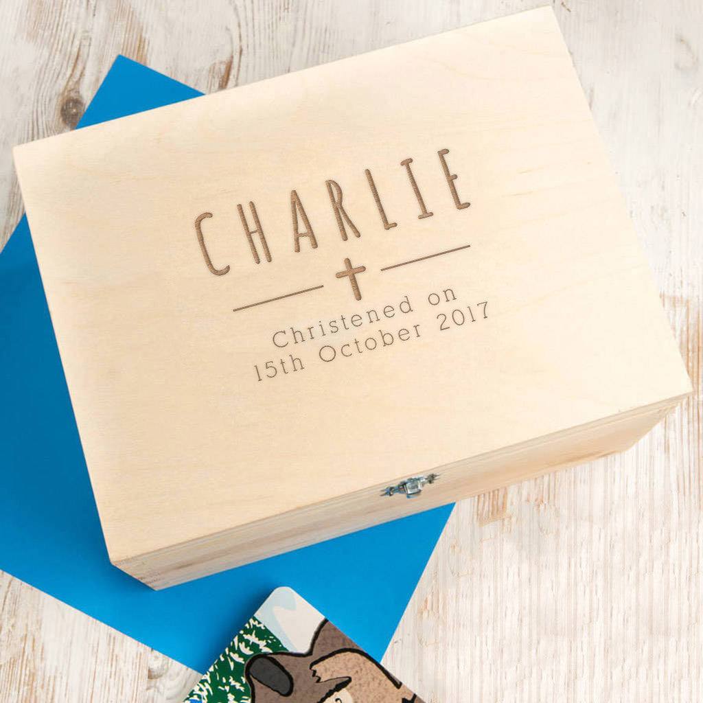 Personalised Baby Boy Christening Box - Dustandthings.com