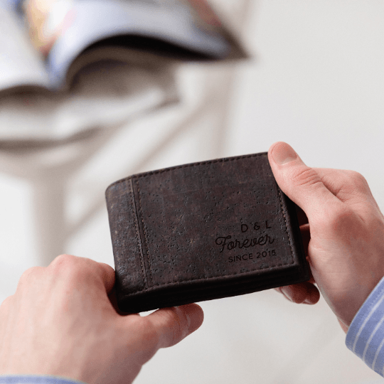 Personalised Vegan Cork Wallet For Boyfriend - Dustandthings.com