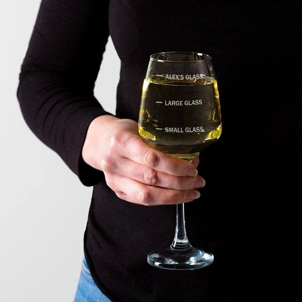 Personalised Wine Glass - With Humorous Measure Lines. - Dustandthings.com