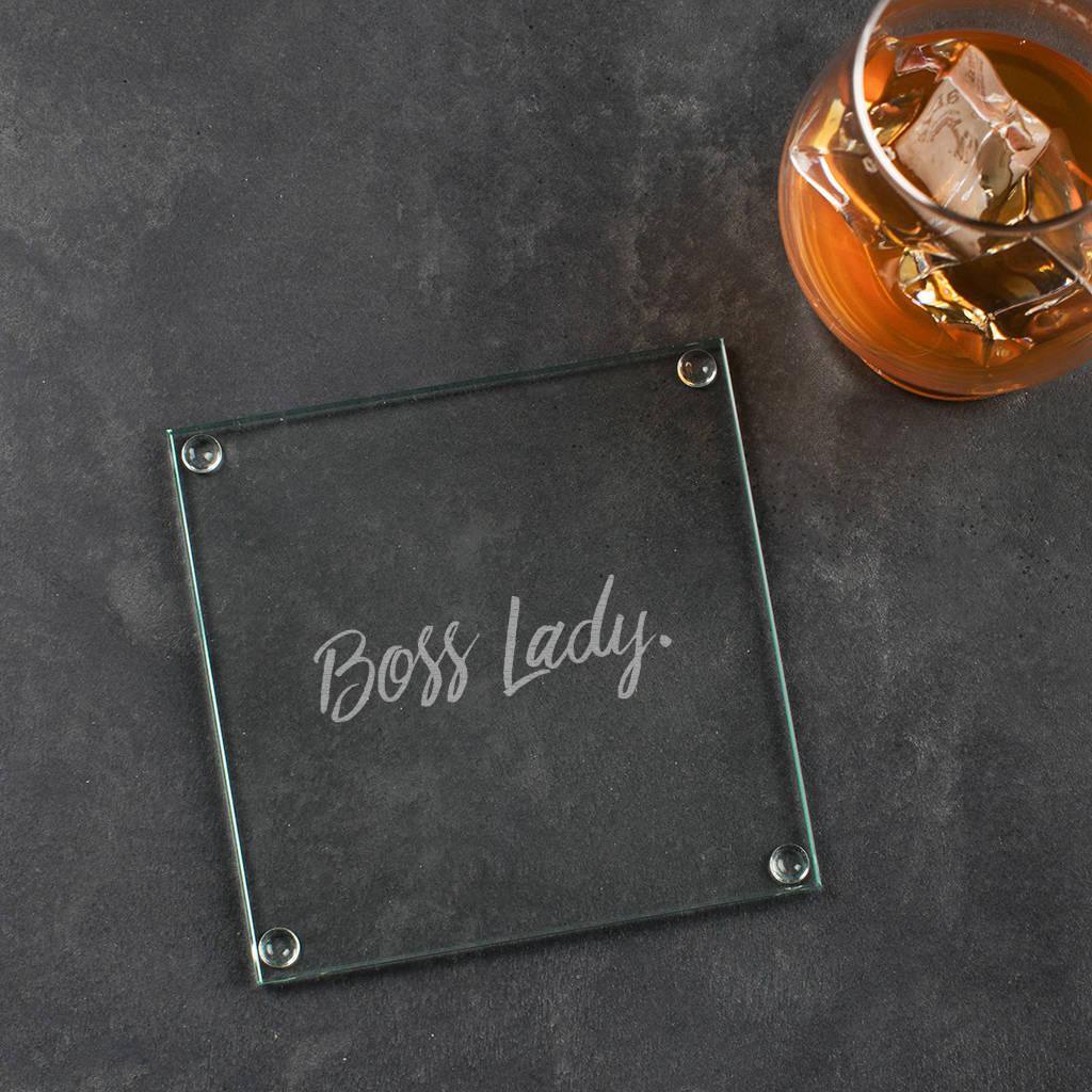 Boss Lady Engraved Glass Coaster - Dustandthings.com