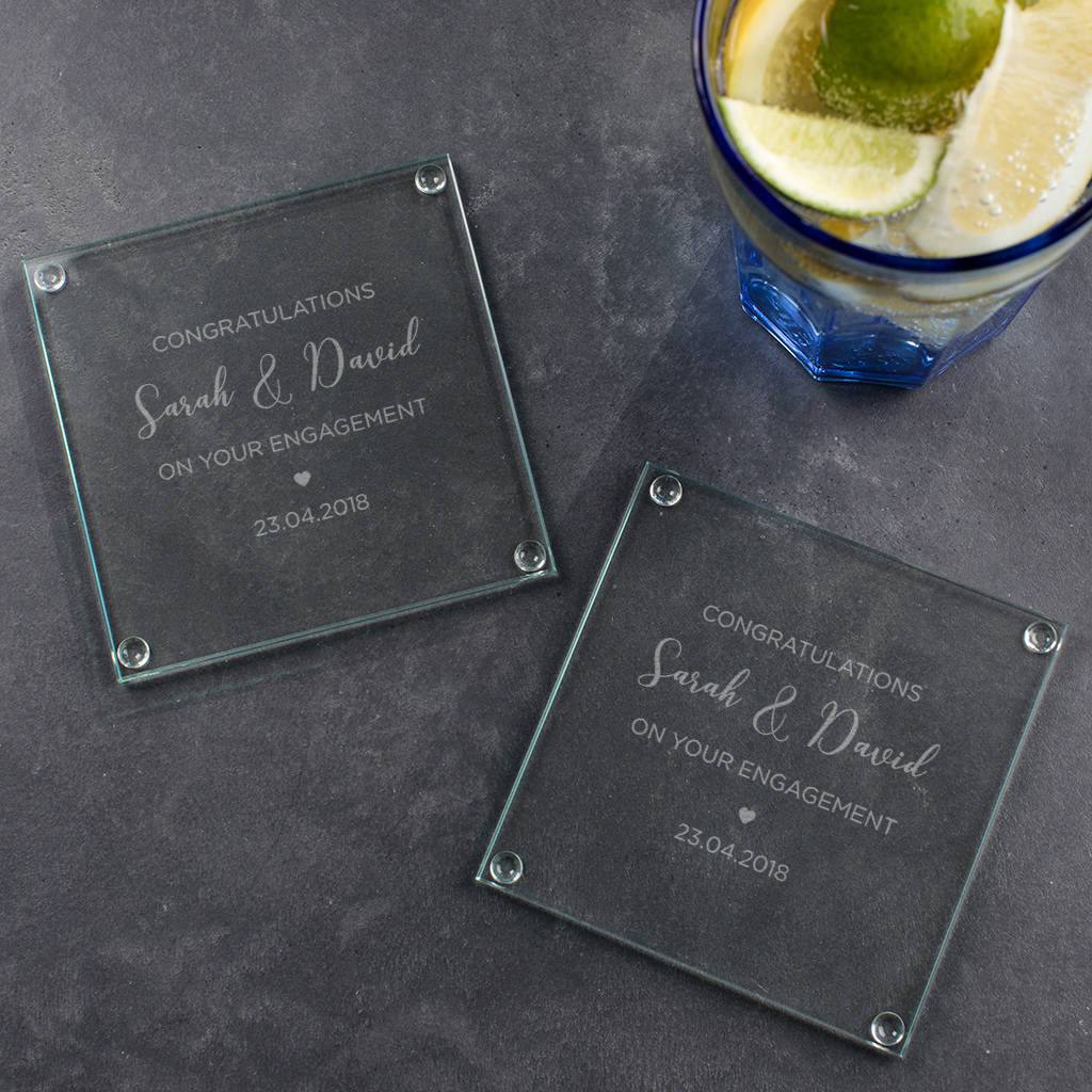 Engraved Anniversary Glass Coaster Set - Dustandthings.com