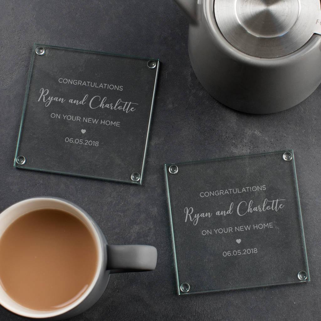 Personalised Housewarming Glass Coaster Set - Dustandthings.com