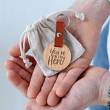Engraved 'You're My Hero' Wooden Keyring For Dad - Dustandthings.com