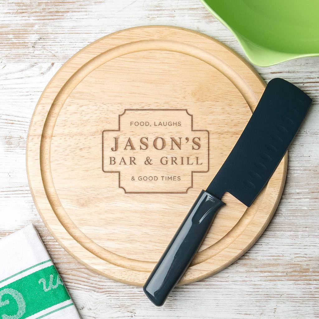 His Personalised Wood Round Kitchen Board - Dustandthings.com