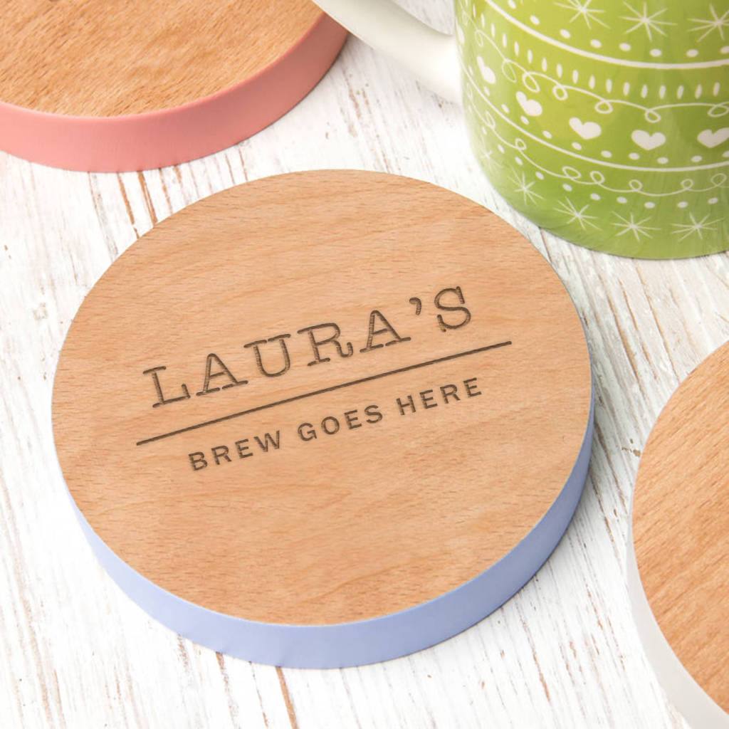 Personalised Wooden Drinks Coaster - Dustandthings.com