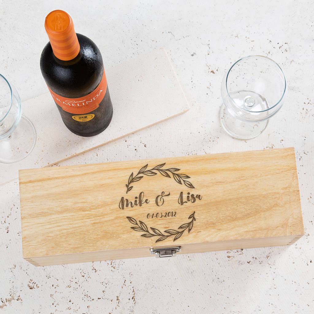 Personalised Couples Name And Date Wine Box - Dustandthings.com