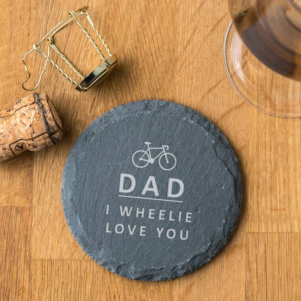 Personalised Cycling Pun Natural Slate Coaster - Dustandthings.com