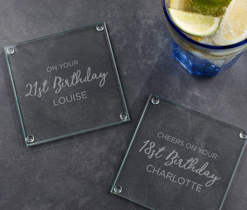 Personalised Glass Birthday Coaster - Dustandthings.com
