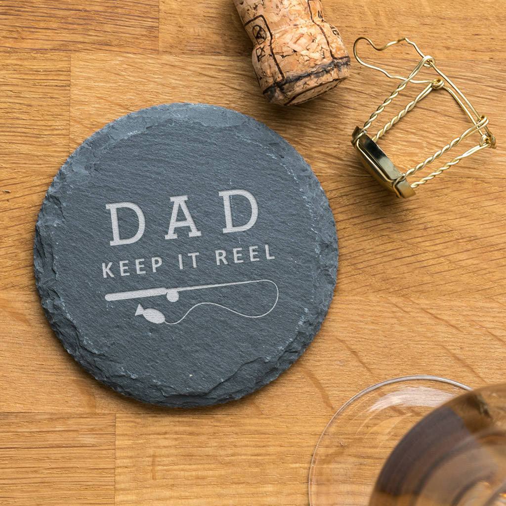 Personalised Funny Fishing Pun Slate Coaster - Dustandthings.com