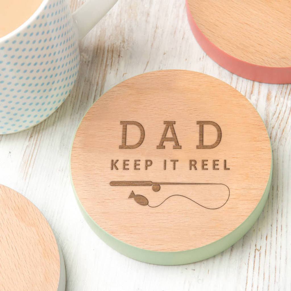 Funny Fishing Gift 'Keep It Reel' Personalised Coaster - Dustandthings.com