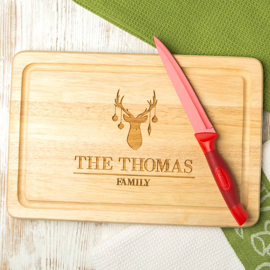 Personalised Reindeer Family Chopping Board - Dustandthings.com