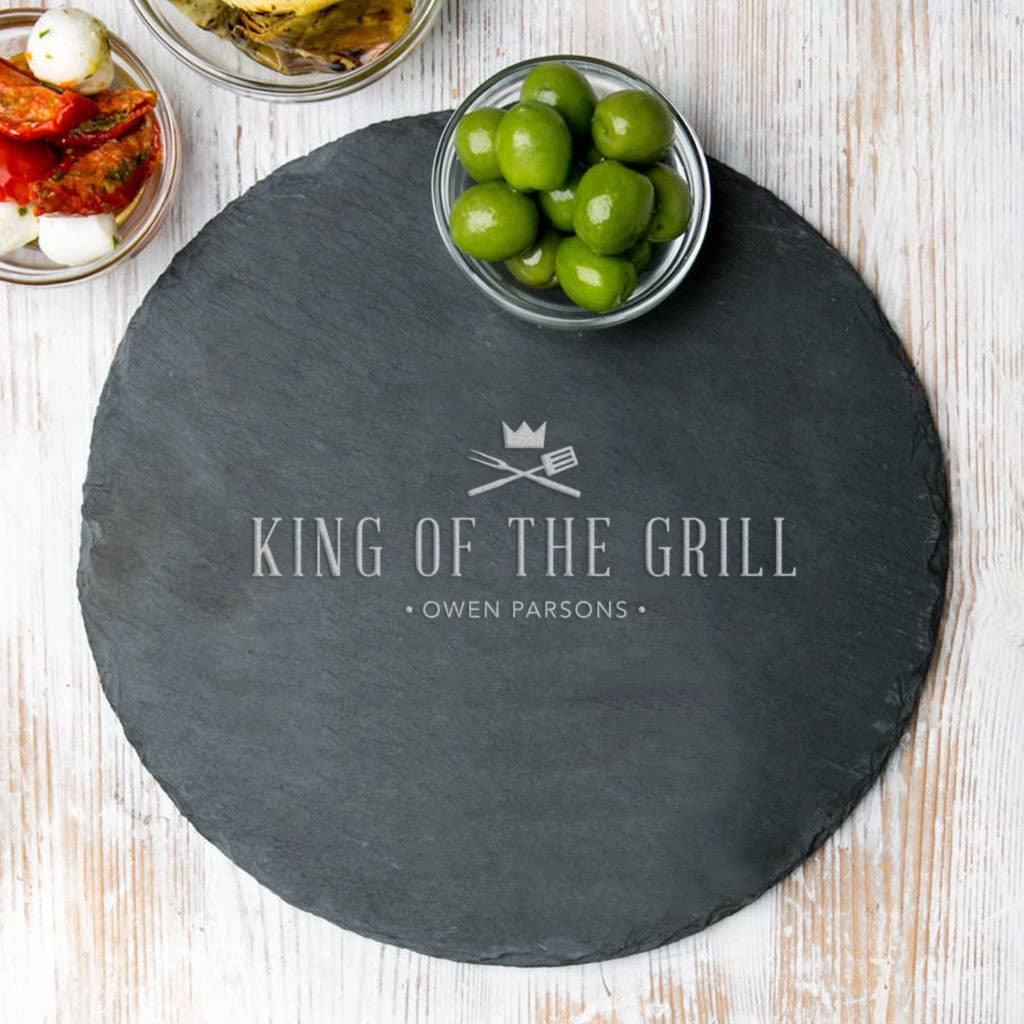 Personalised Round 'King Of The Grill' Serving Board - Dustandthings.com
