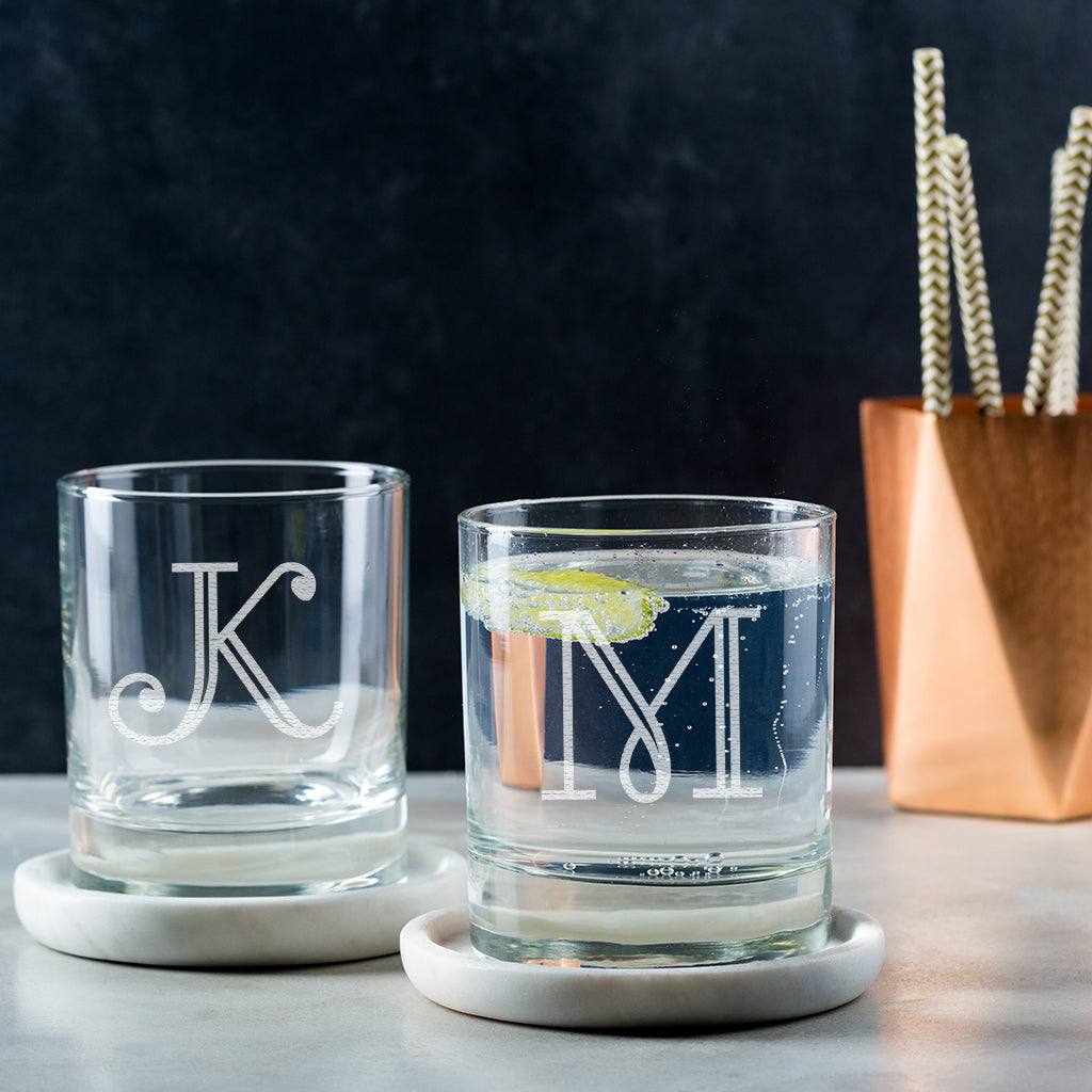 Paire De Verres à Eau En Verre Gravé – Occasion (bon état)