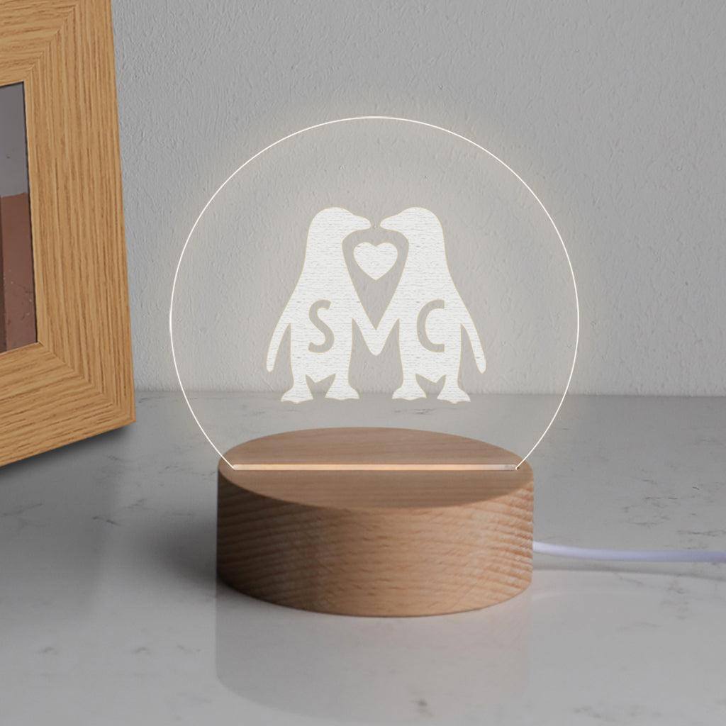 Personalised Mini Penguin Desk Lamp for Couples - Dustandthings.com