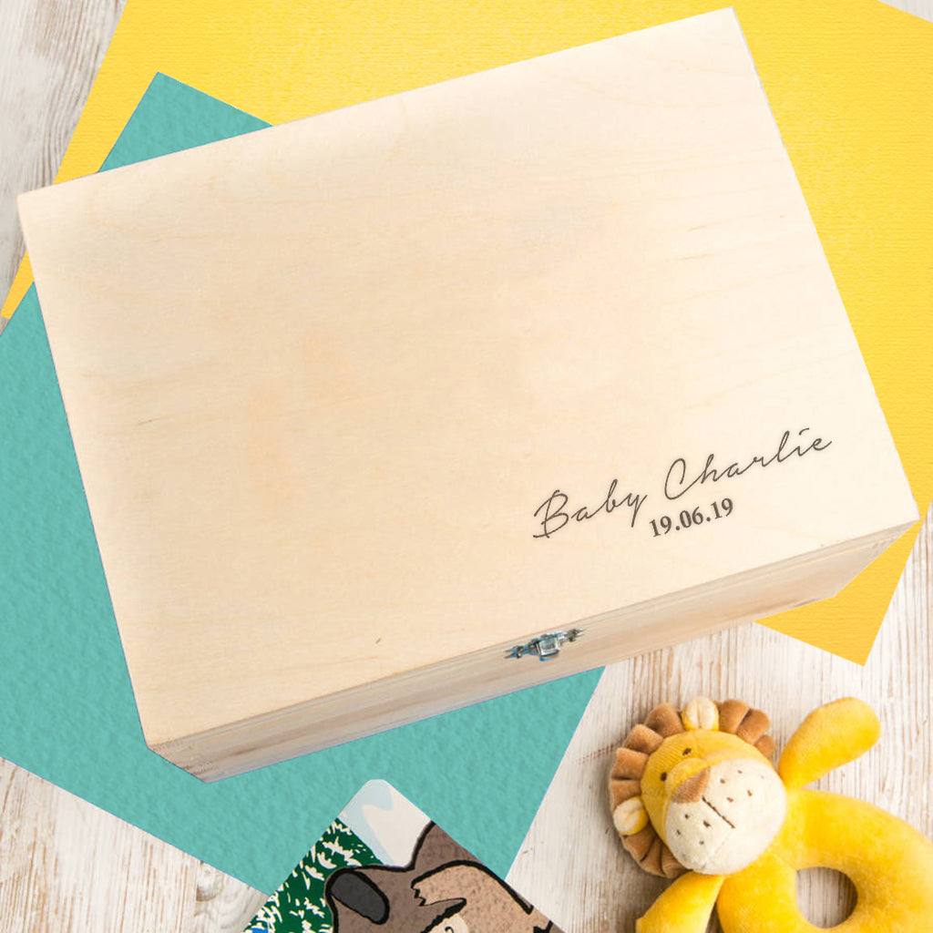 Personalised Wooden Baby Keepsake Box - Dustandthings.com