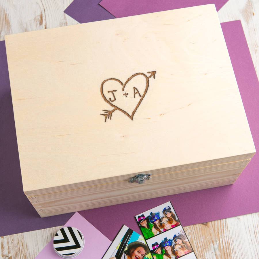 Personalised Couple's Carved Heart Memory Box - Dustandthings.com