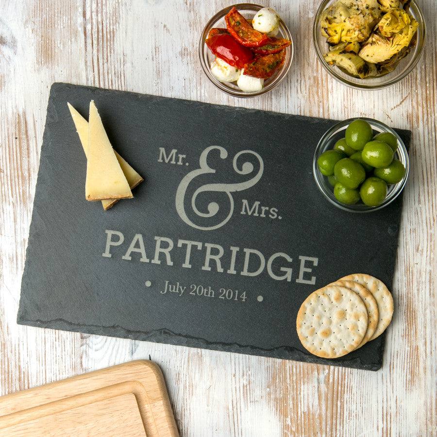 Personalised 'Mr And Mrs' Slate Chopping Board - Dustandthings.com