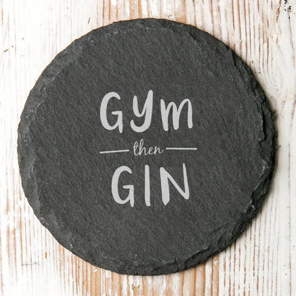 'Gym Then Gin' Slate Drinks Coaster - Dustandthings.com