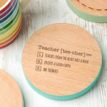 Personalised Coloured Edge 'Thank You' Teacher Coaster - Dustandthings.com