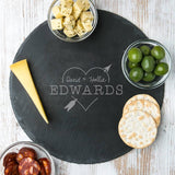 Personalised Heart And Arrow Round Slate Board - Dustandthings.com
