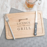 Engraved Licence to Grill Wooden Chopping Board - Dustandthings.com