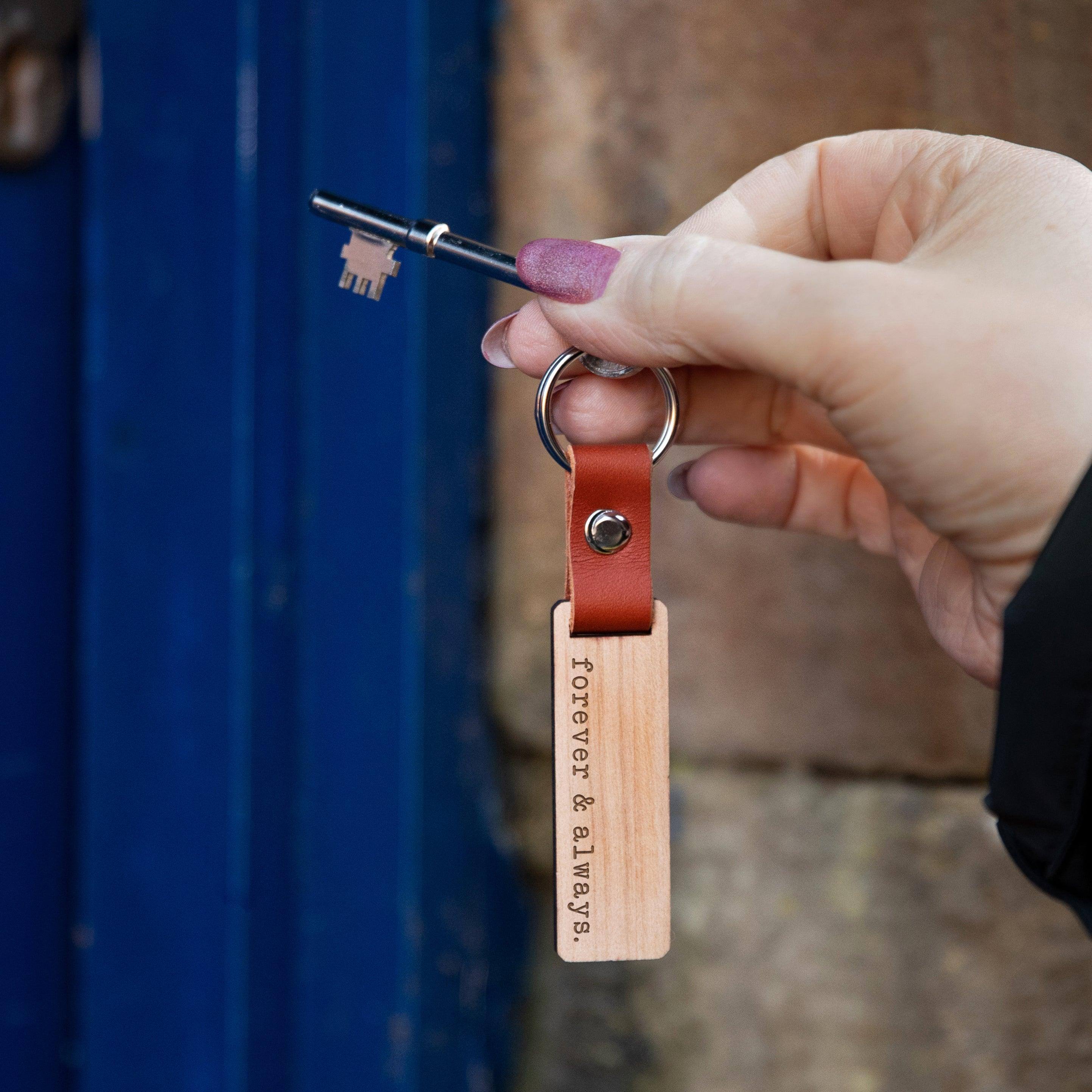 Engraved "Forever and Always" Wooden Keyring - Dustandthings.com