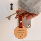 Engraved "Home Is Wherever You Are" Wooden Keyring - Dustandthings.com