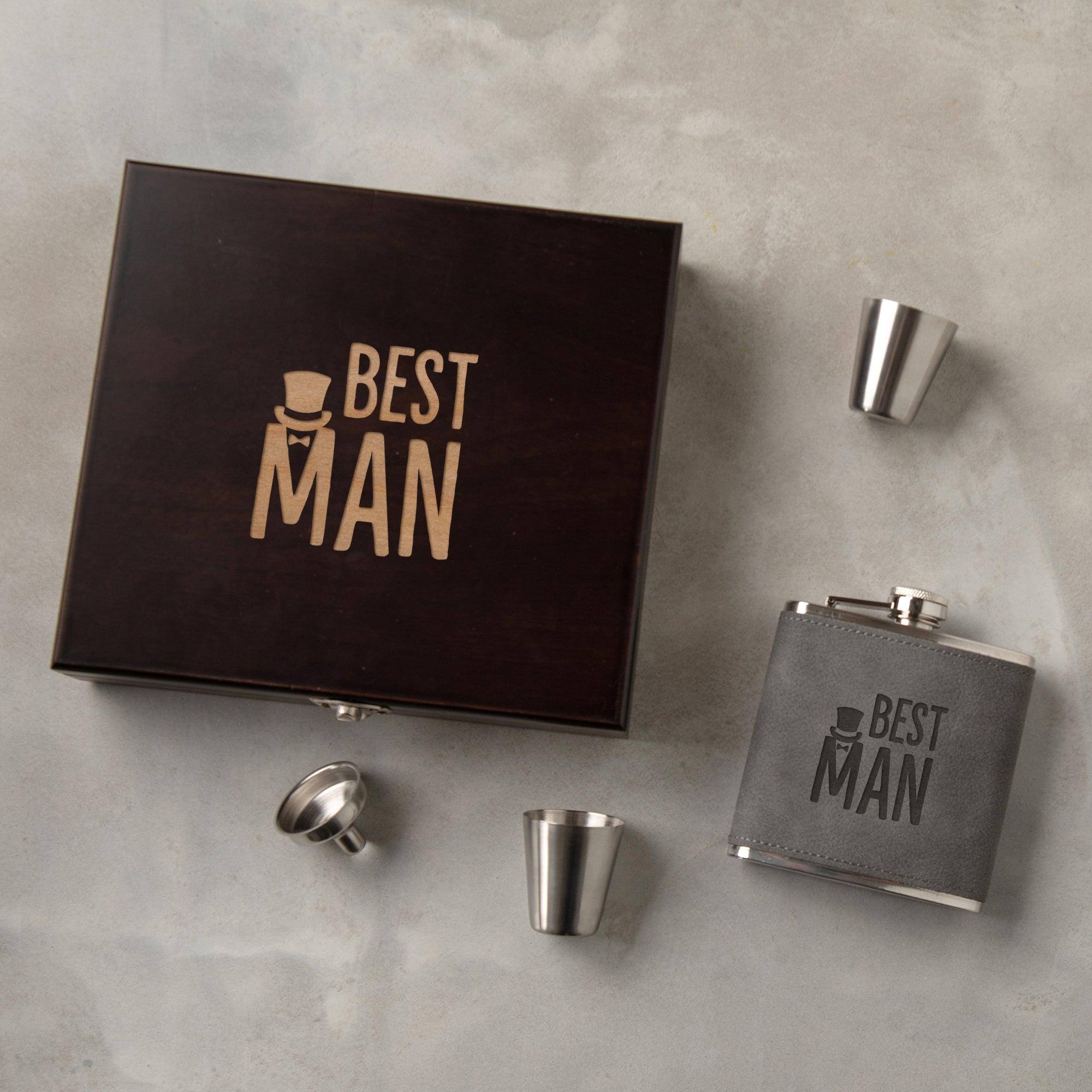 Best Man Hip Flask Box Set - Dustandthings.com
