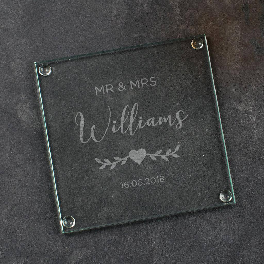 Personalised Glass Wedding Coaster Set - Dustandthings.com