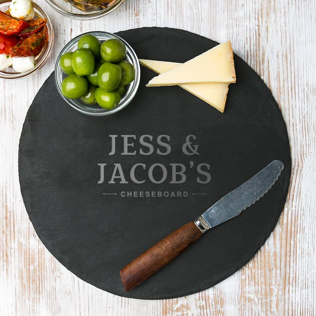 Personalised Couples Round Slate Board - Dustandthings.com