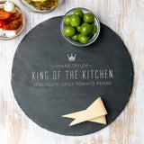 Personalised 'King Of The Kitchen' Round Serving Board - Dustandthings.com