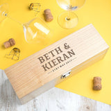 Couples Name And Date Personalised Engraved Wine Box (BOTTLE NOT INCLUDED) - Dustandthings.com