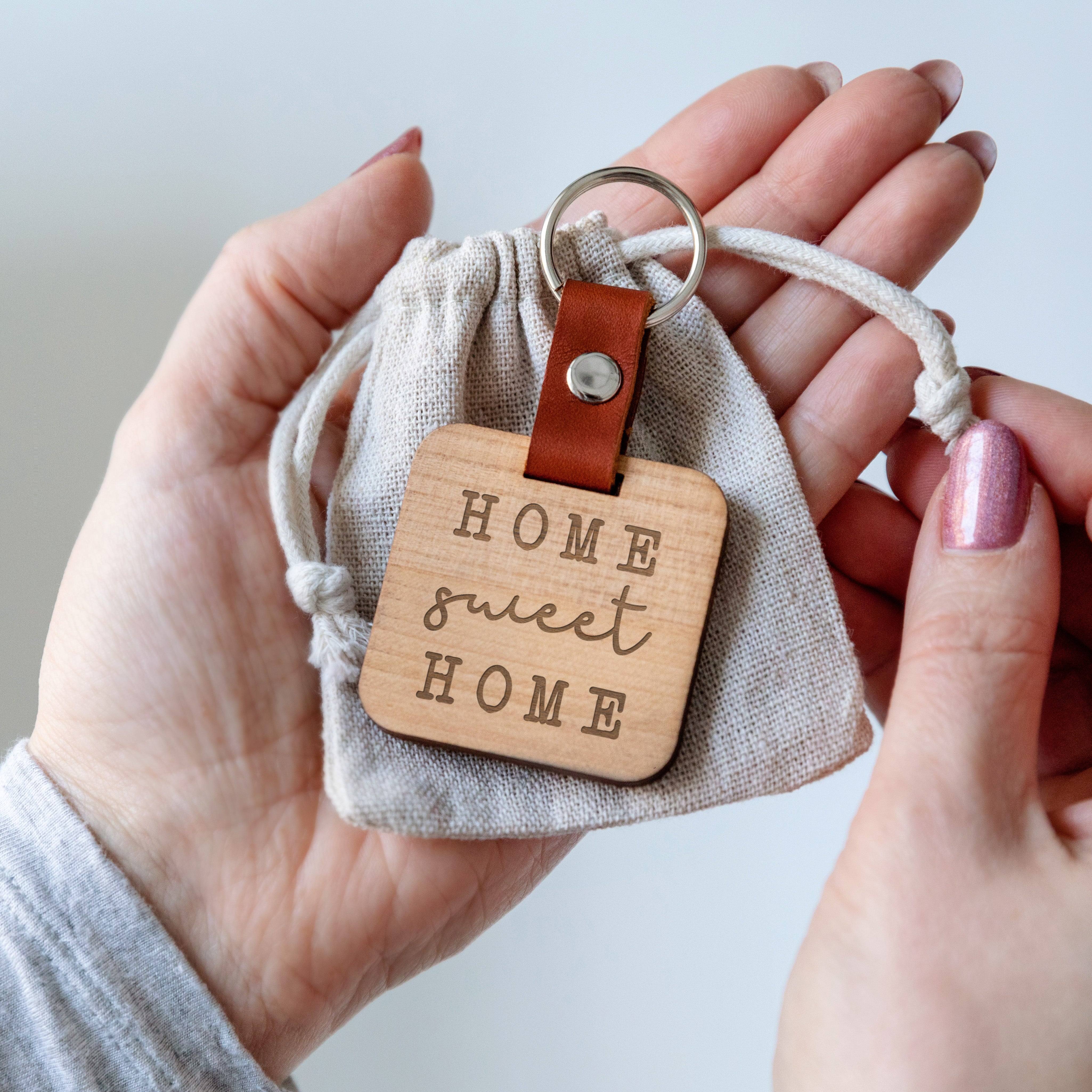 Engraved Wooden 'Home Sweet Home' Key Ring - Dustandthings.com