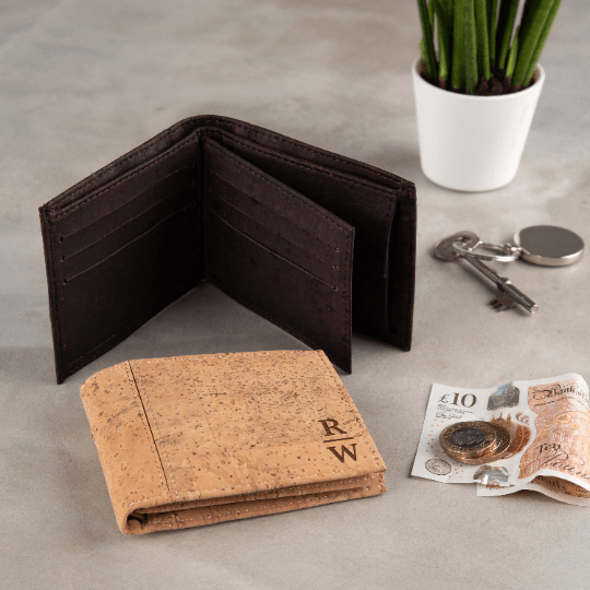 Personalised Monogram Vegan Cork Wallet For Him - Dustandthings.com