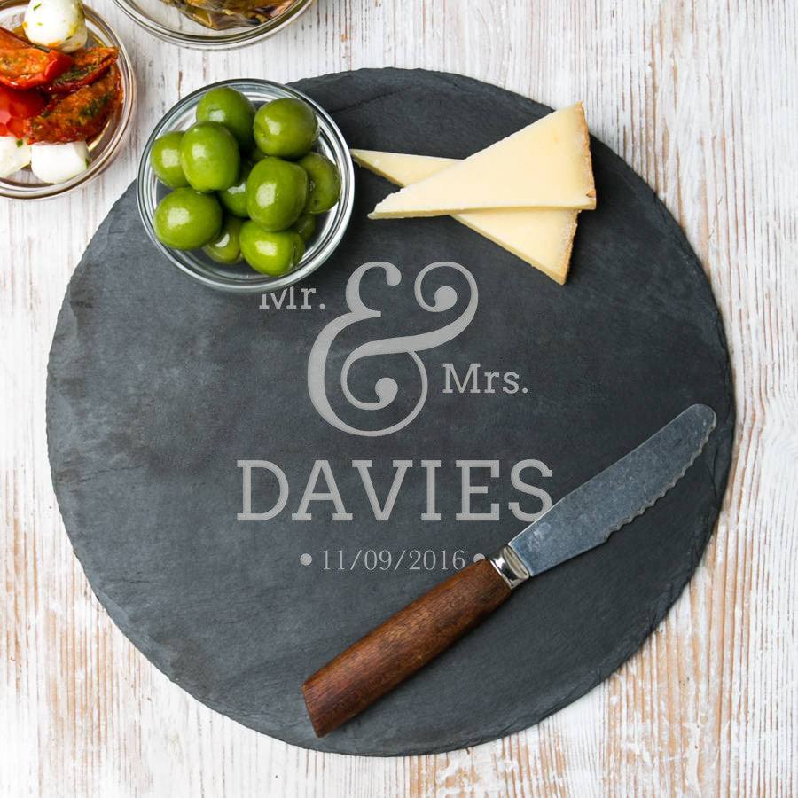 Personalised Wedding Engraved Round Slate Board - Dustandthings.com
