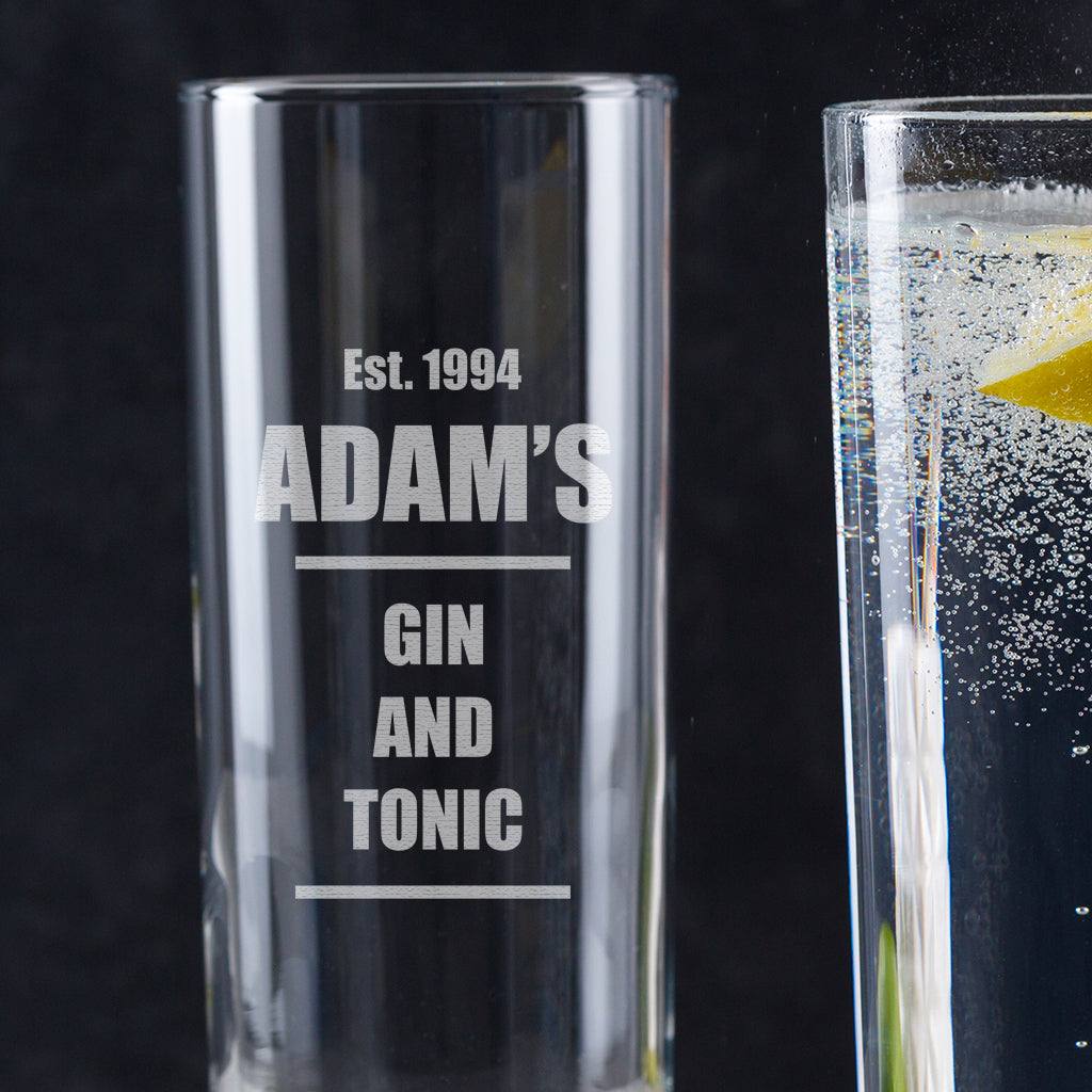 Engraved Highball Glass - Personalised Gin Glass - Dustandthings.com