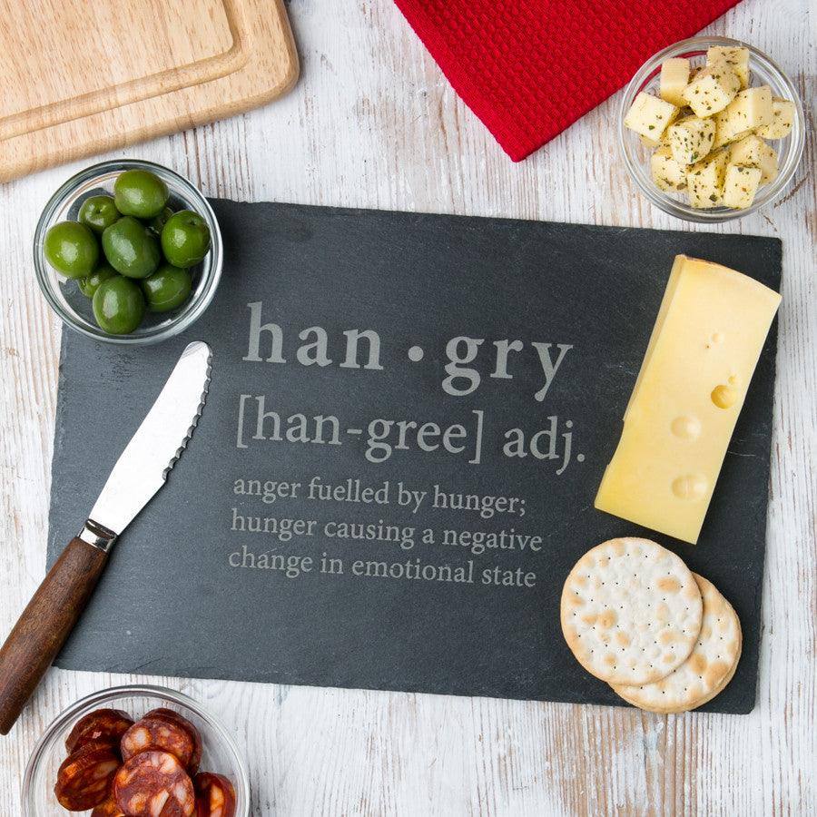 Engraved 'Hangry' Slate Chopping Board - Dustandthings.com