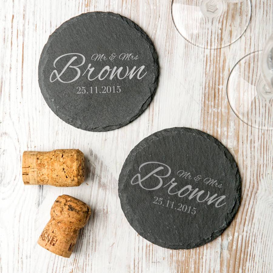 Personalised 'Wedding' Slate Coasters - Dustandthings.com